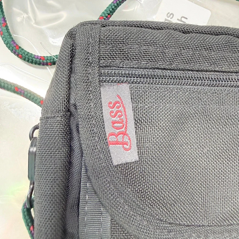 Bass Crossbody Bag Unisex Small Black Canvas Vintage Gorpcore Utility Pouch
